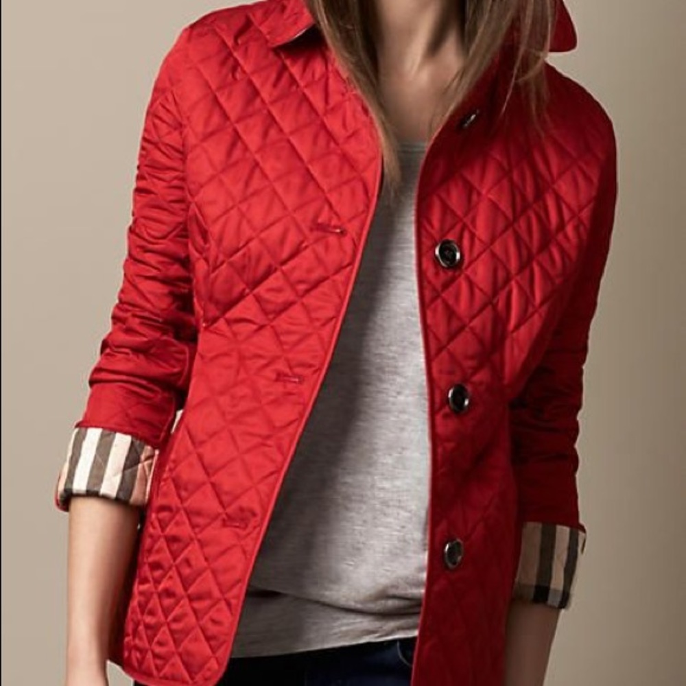 NWT BURBERRY RED QUILTED JACKET